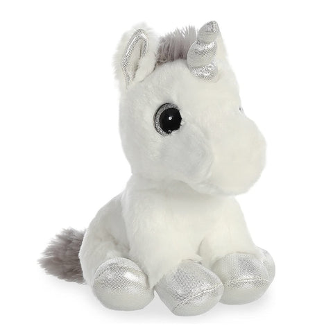 Aurora 8" Silver Unicorn Plush Toy