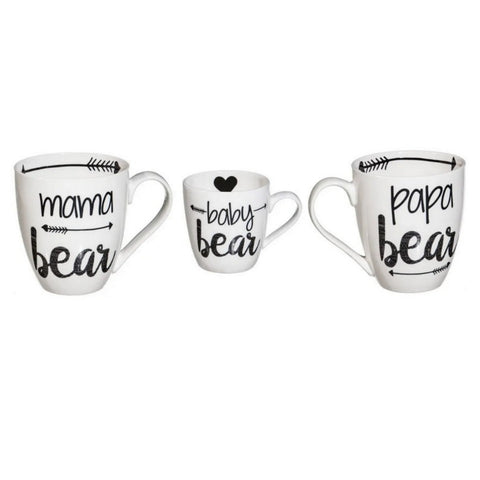 Mug Gift Set - Bear Family, Mama, Papa, & Baby Bear 3 PC Set