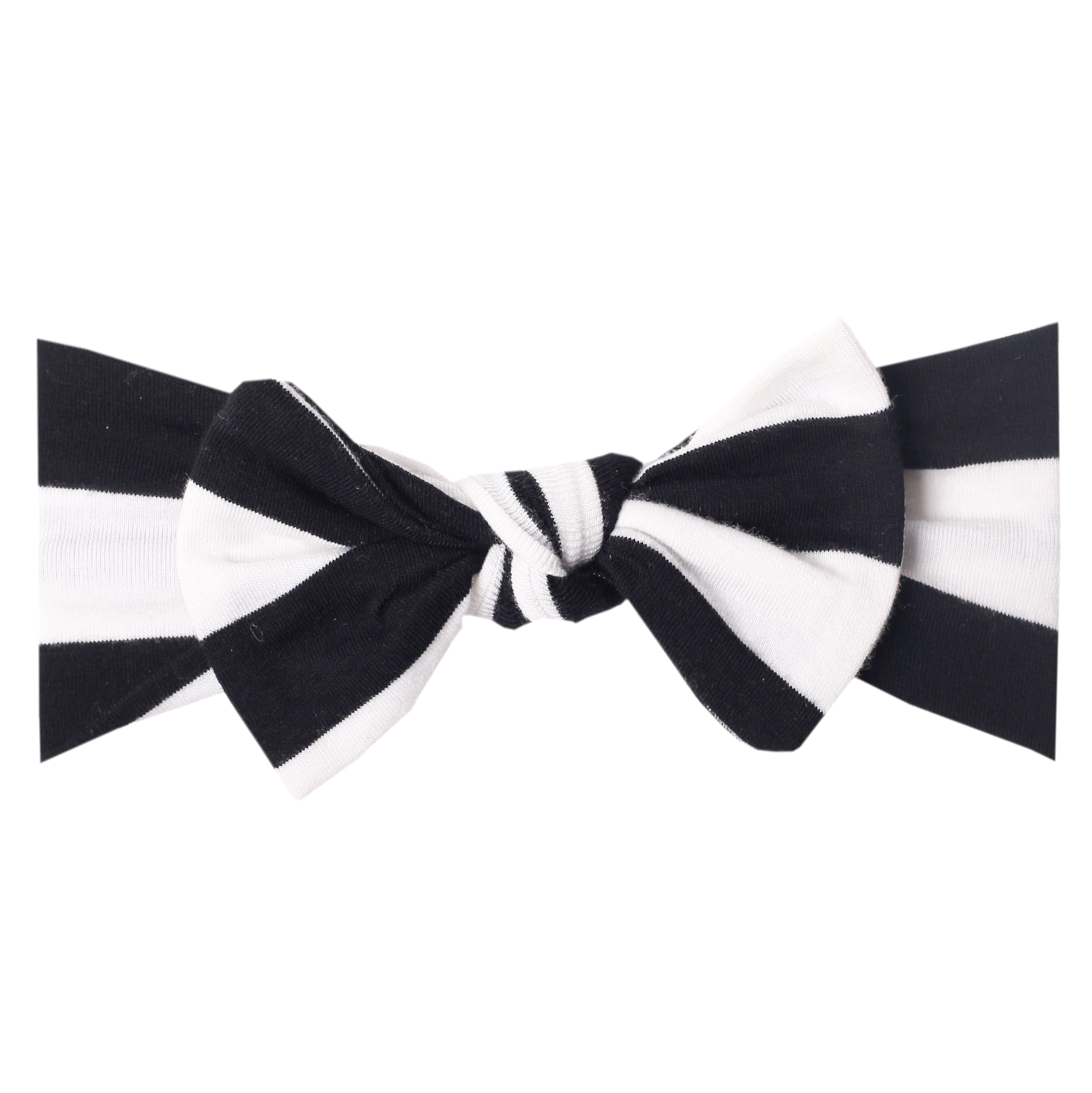 Copper Pearl Headwrap Bow Headband, Black and White Striped Classic