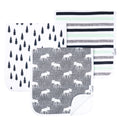 Copper Pearl Lux 3 Pack of Burp Cloths, Scout, Moose, Trees, Striped Printed