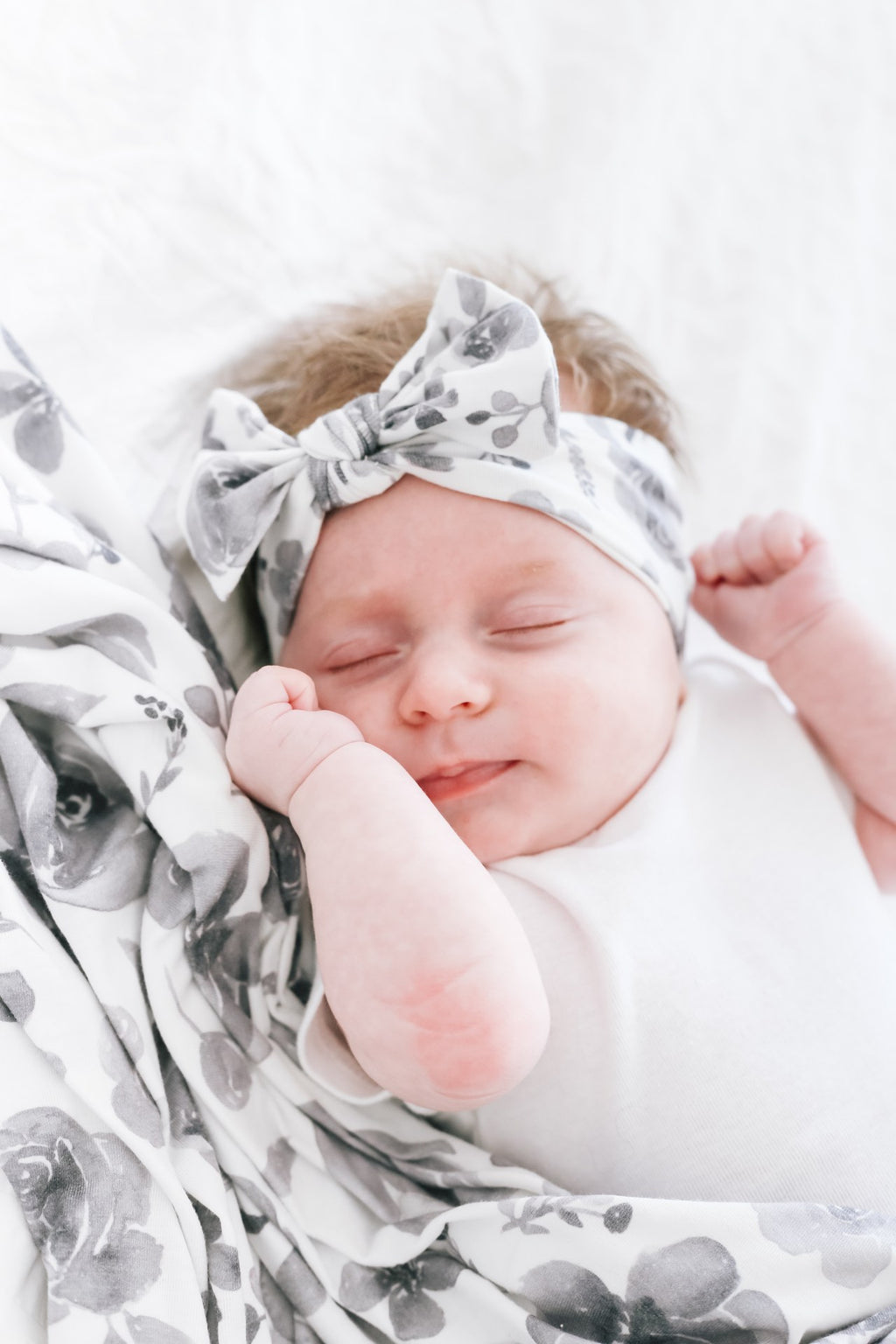 Copper Pearl Black and White Floral Rowan Knotted Headband, Knit Headband