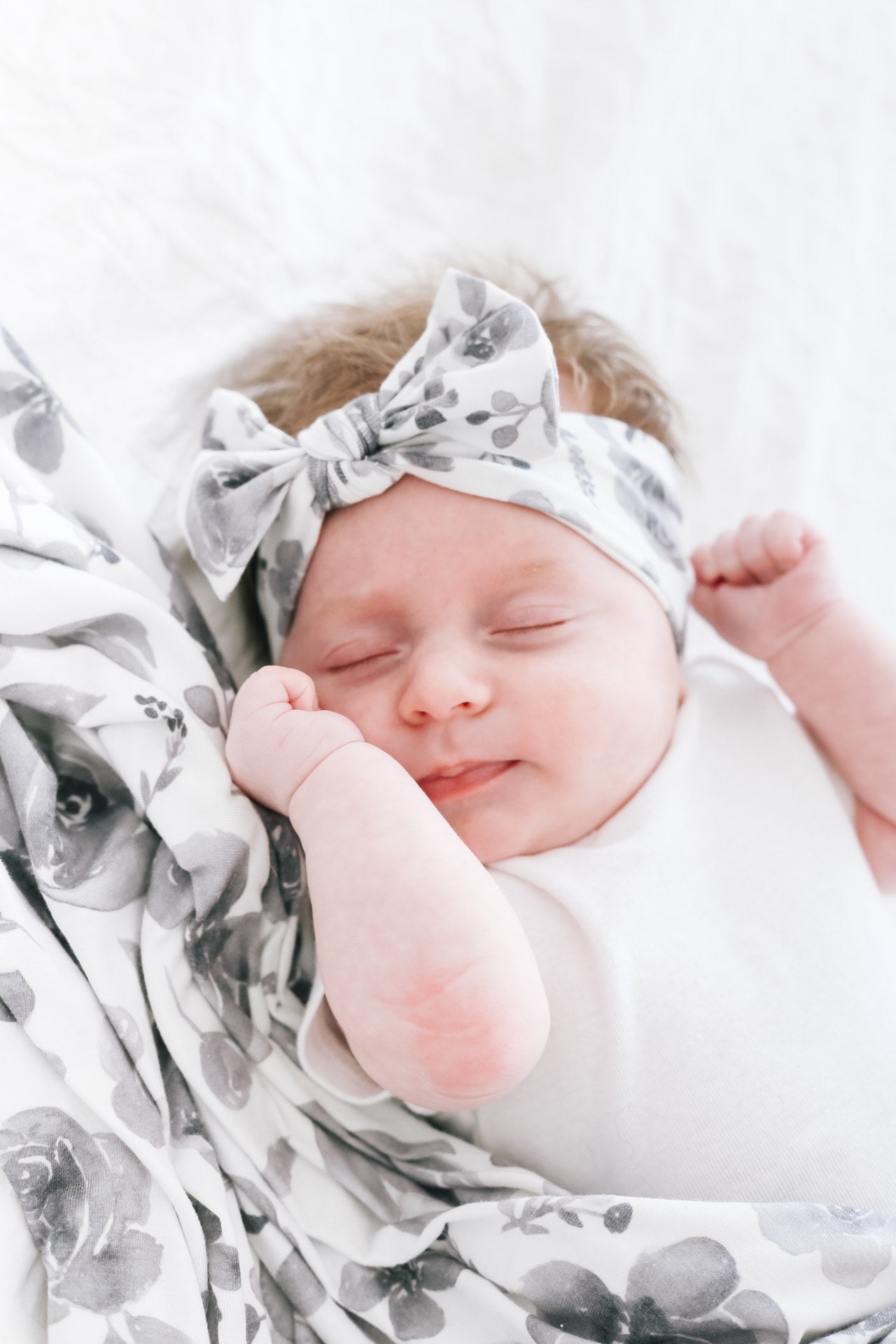 Copper Pearl Black and White Floral Rowan Knotted Headband, Knit Headband