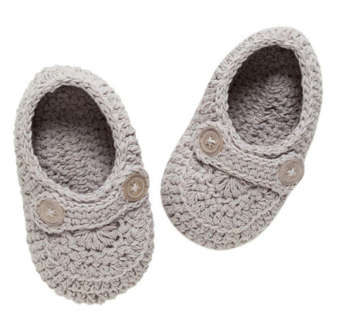 Baby's 1st Heirloom Crochet Booties, Grey