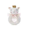 soft knit ring rattle toy, white royal kitten