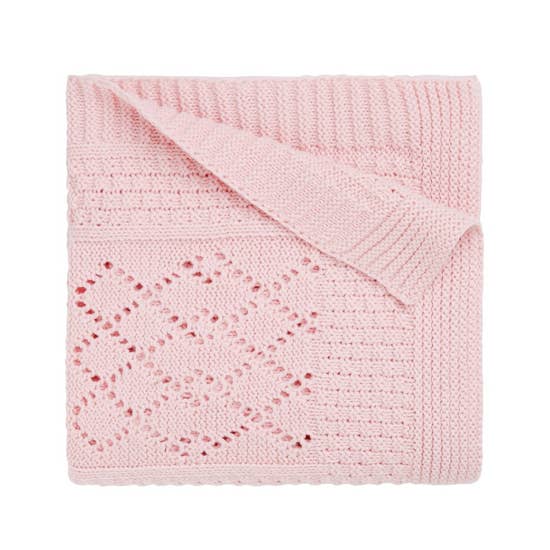 Elegant Baby Knit Blanket - Soft Pink