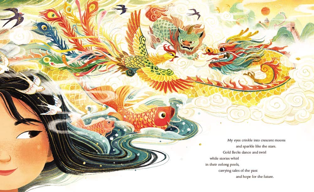 Eyes That Kiss in the Corners - Page with Chinese Dragon, Lion, Bird, and Fish,