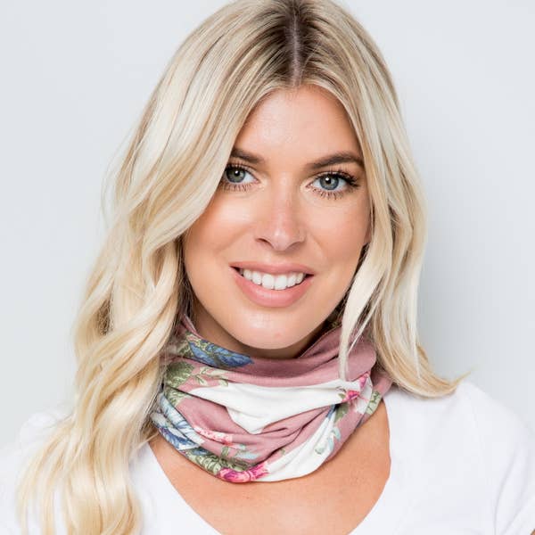 Face Covering Masks, Convertible, Dusty Rose Pink Floral