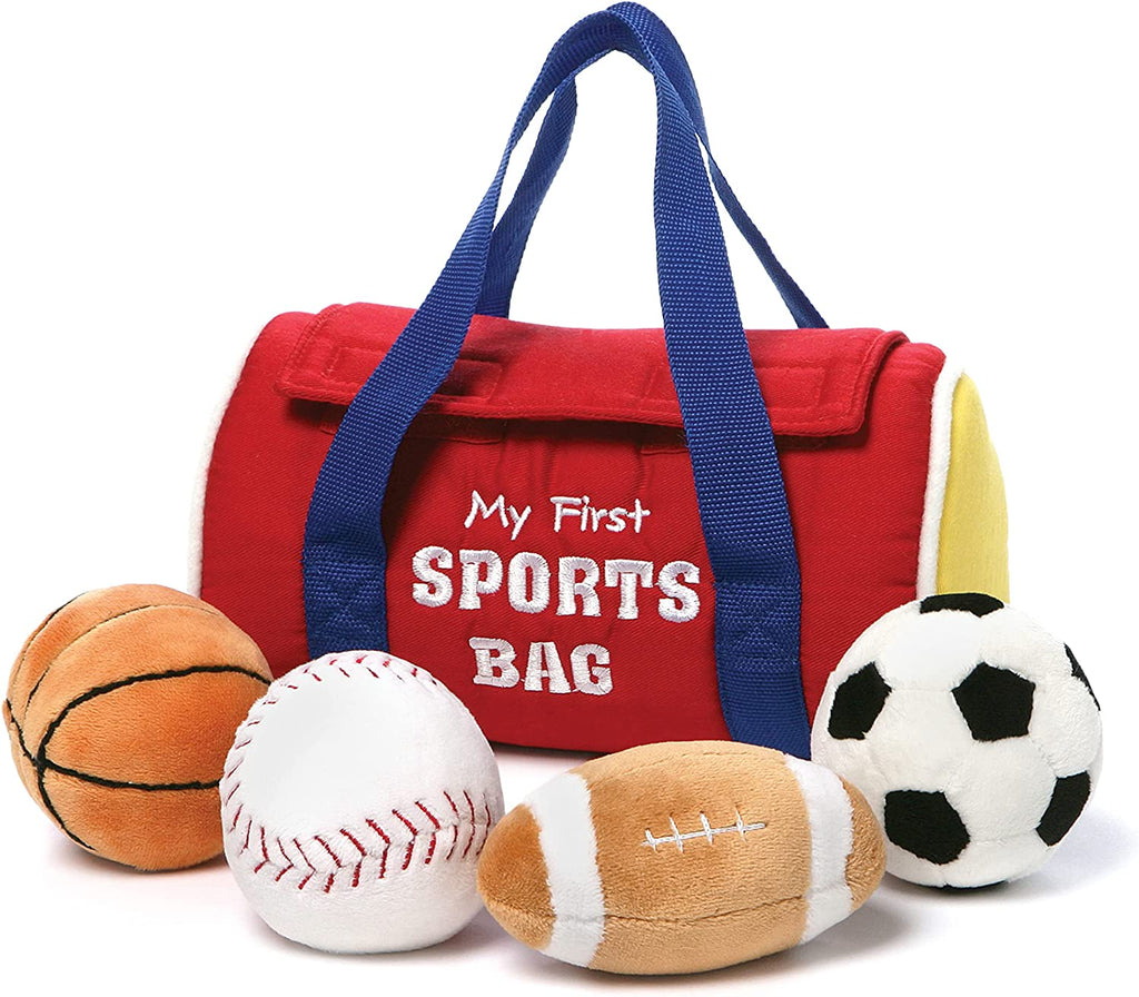 Gund 8 inch My First Sports Bag, Functional Sports Bag, Baseball, Basketball, Football, Soccer