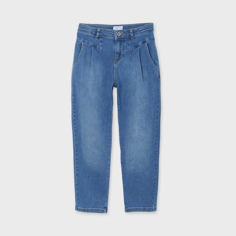 6549 Mayoral Girls Medium Denim Jeans, Modern Pleated