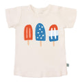 Graphic Round Neckline Graphic Short Sleeved T-Shirt, 4th of July Popsicles, Organic Cotton, Finn and Emma