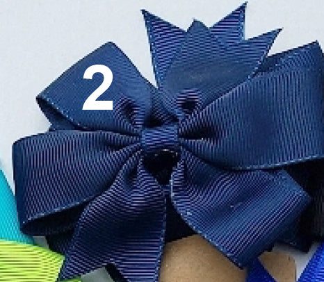 Grosgrain 3" Double Loop Bow Pony Tail Tie 2 PC Set (CLICK TO SELECT COLORS)