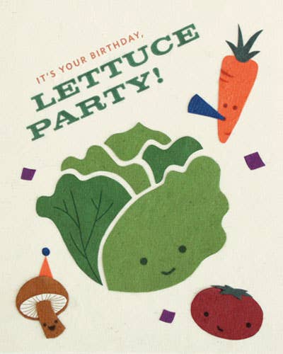 Handmade greeting card, Recycled Paper, Its Your Birthday Lettuce Party, Birthday Card