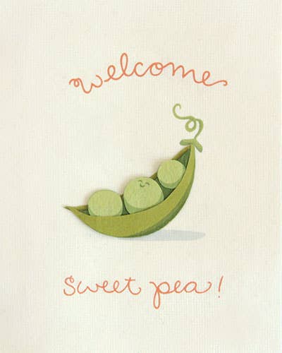 Handmade Greeting Cards, Eco-Friendly, Welcome Sweet Pea