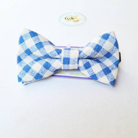 Boys Adjustable Bow Tie - Periwinkle Blue Check