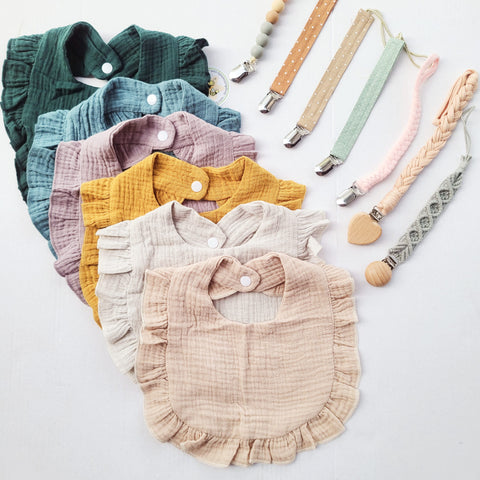 Ruffled Cotton Muslin Bib (CLICK FOR COLOR OPTIONS)
