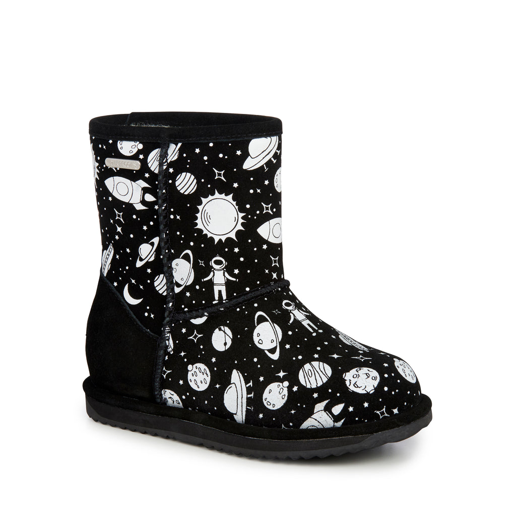 EMU Australia Kids Black Booties, Outer Space Brumpy Booties