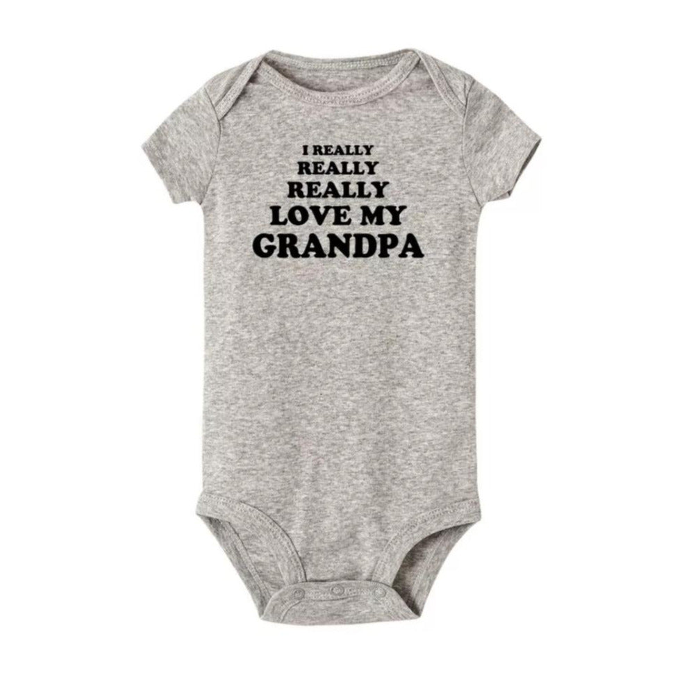 I Really Love My Grandpa, Onepiece Bodysuit, Grey