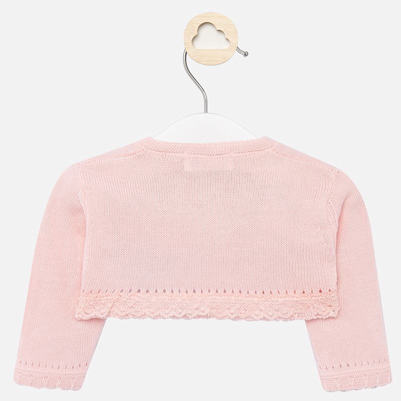 1317 Mayoral Ceremony Ruffled Knit Cropped Cardigan, Nectar Soft Pink