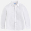 boys white linen stretch button up collared shirt