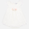 Mayoral 1876 Baby Girls White Lace Trim Dress with pink rose accents