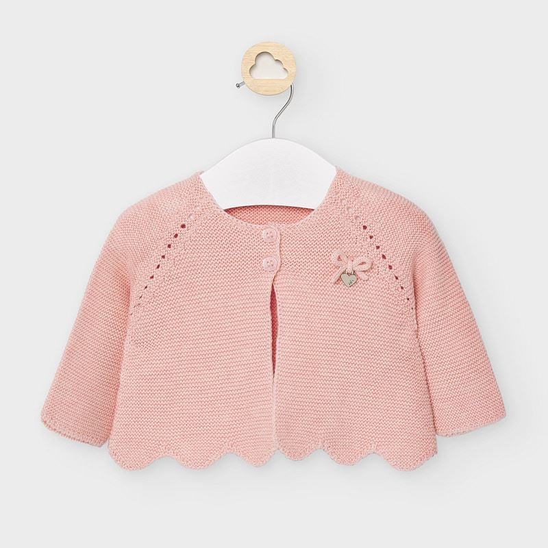 2333 Mayoral Baby Girls Knit Cardigan Sweater, Wavy Edge Blush Pink