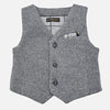 little boys dress up vest, houndstooth, grey button front satin back, Mayoral 2458