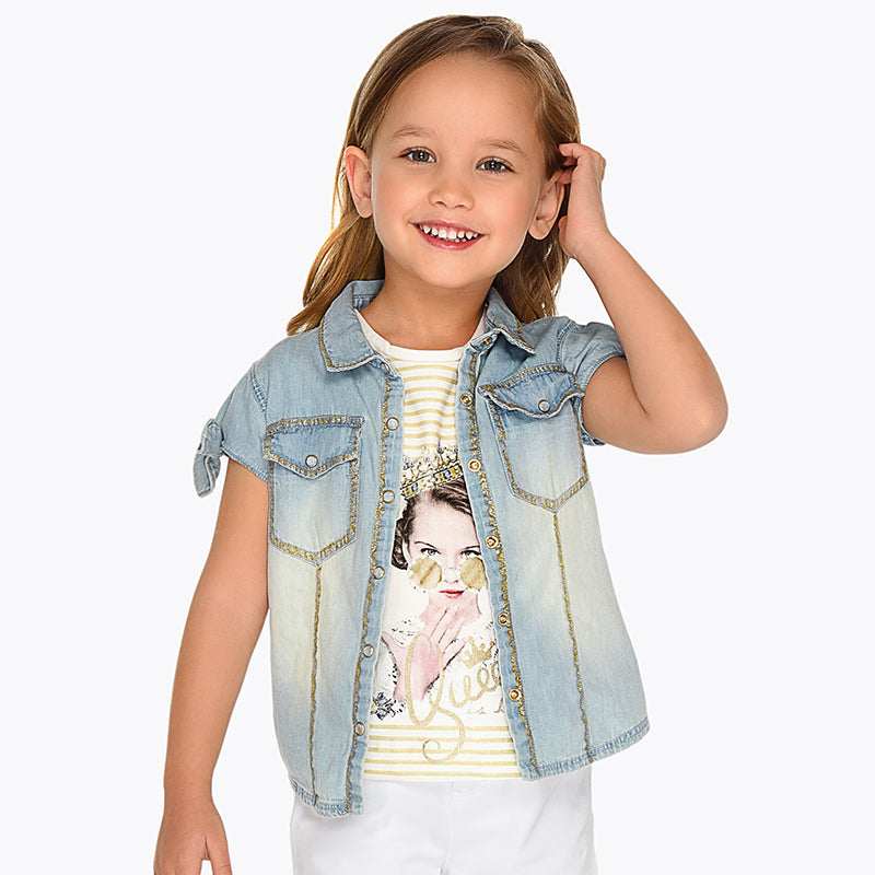 light bleached denim shirt for little girls, Mayoral 3106