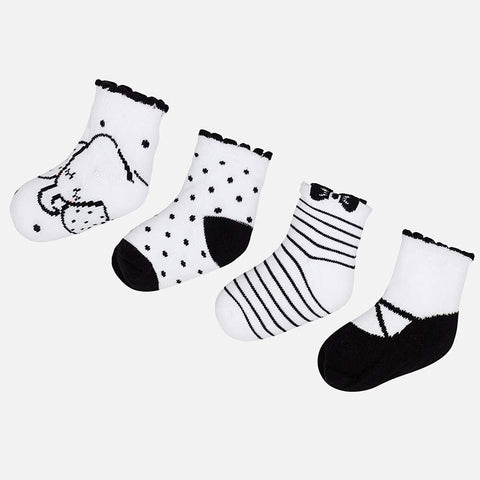 Mayoral 9078 Boxed Socks - Black & White Print, 4 pr