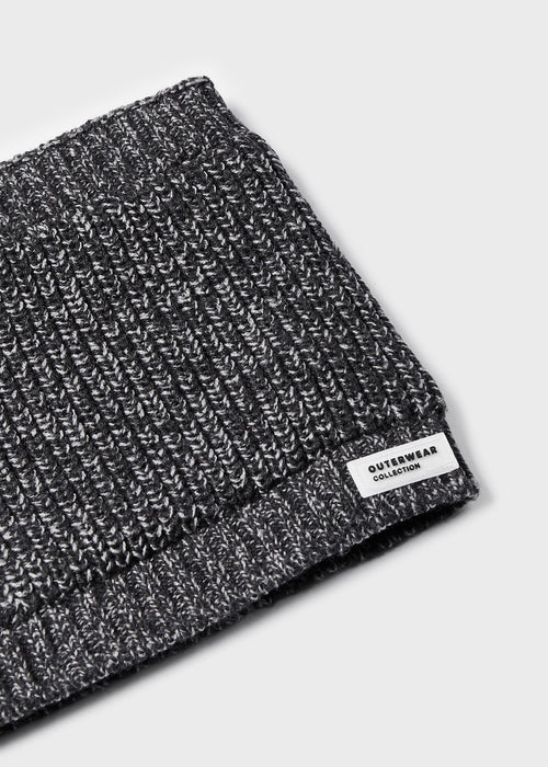 10336 Mayoral Boys Knit Slip on Scarf, Black/Grey