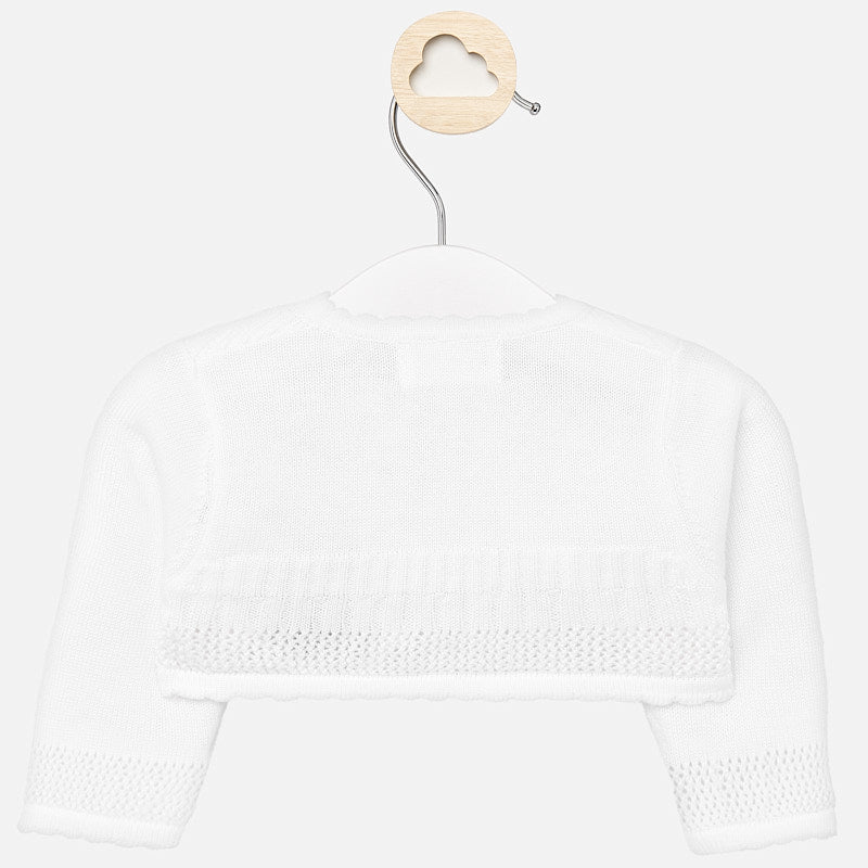 1318 Mayoral Baby Girls Knit Openwork Detailed Open Bolero Cardigan, White, dress up