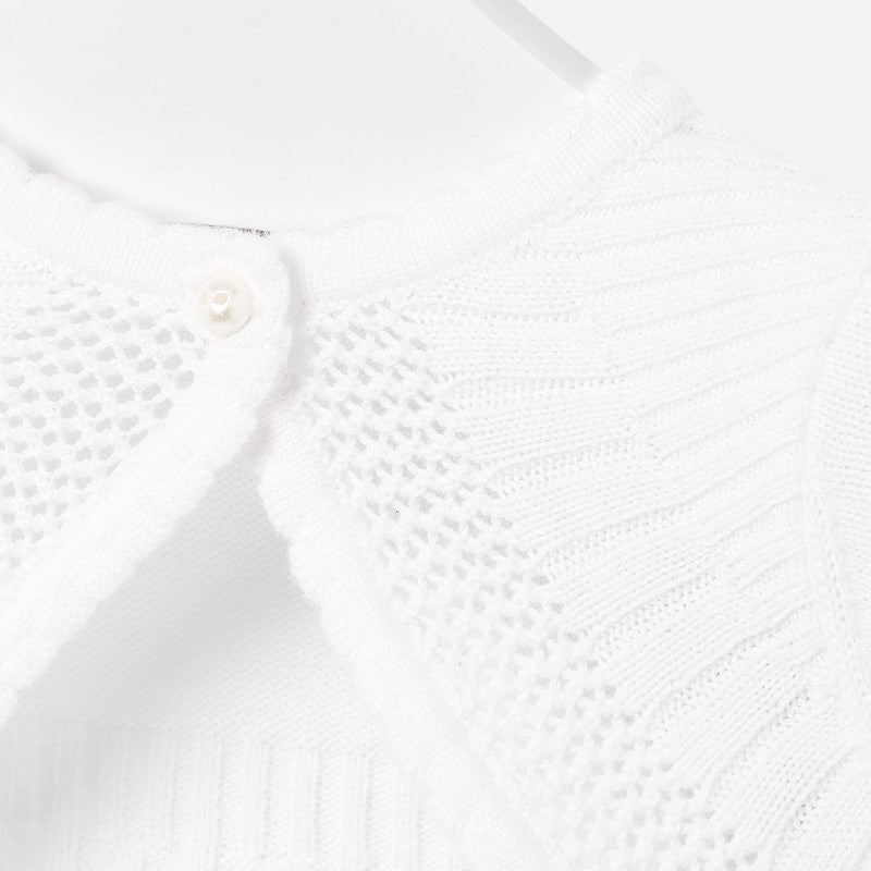 1318 Mayoral Baby Girls Knit Openwork Detailed Open Bolero Cardigan, White
