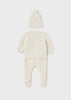 2509 Mayoral Boys Knitted Footie Sweater and Hat Set, Oat Milk Natural, Eco-friendly