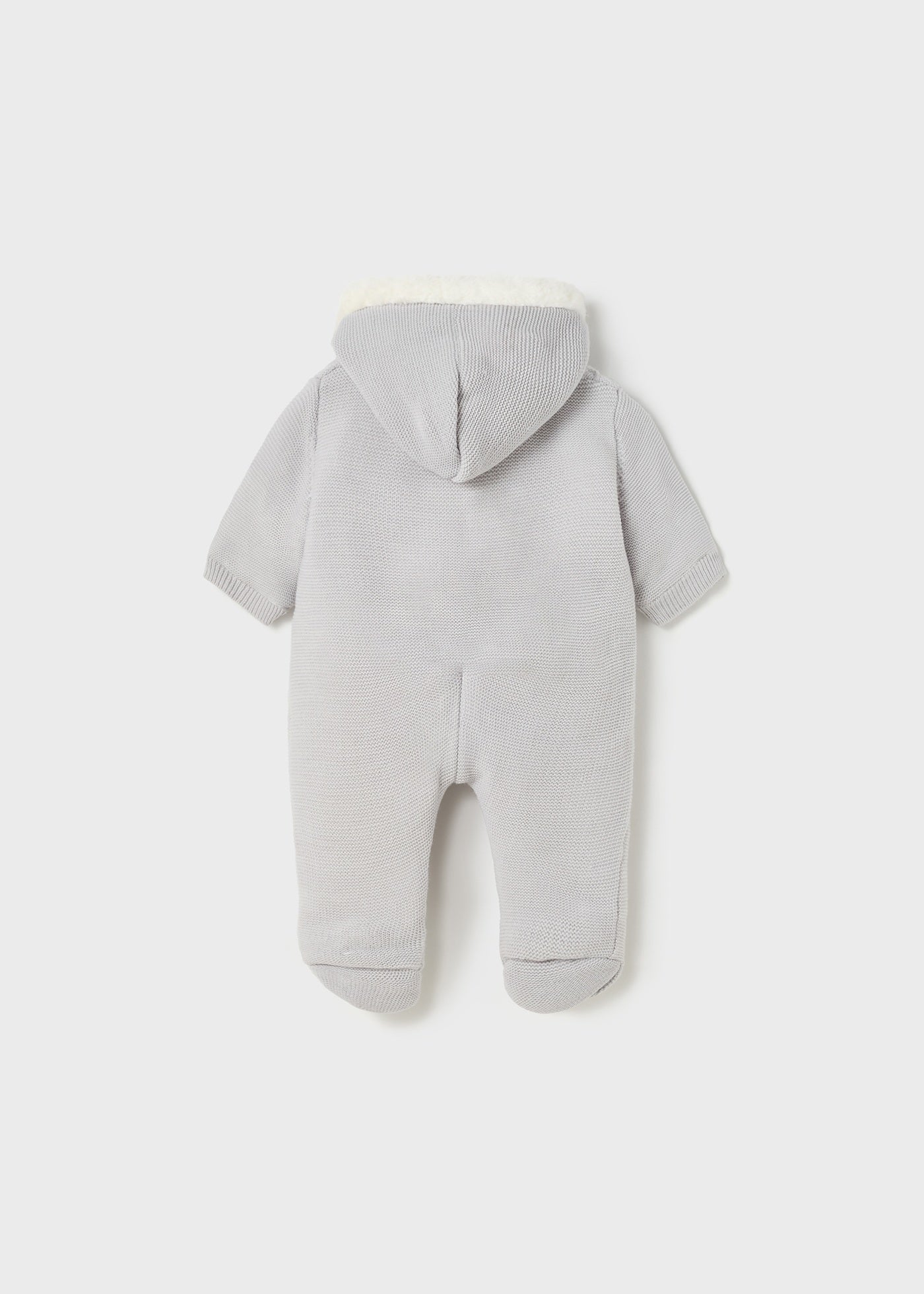 2623 Mayoral UNISEX Heirloom Hooded Bunting Footie, Plush Lined, Grey Cable Knit
