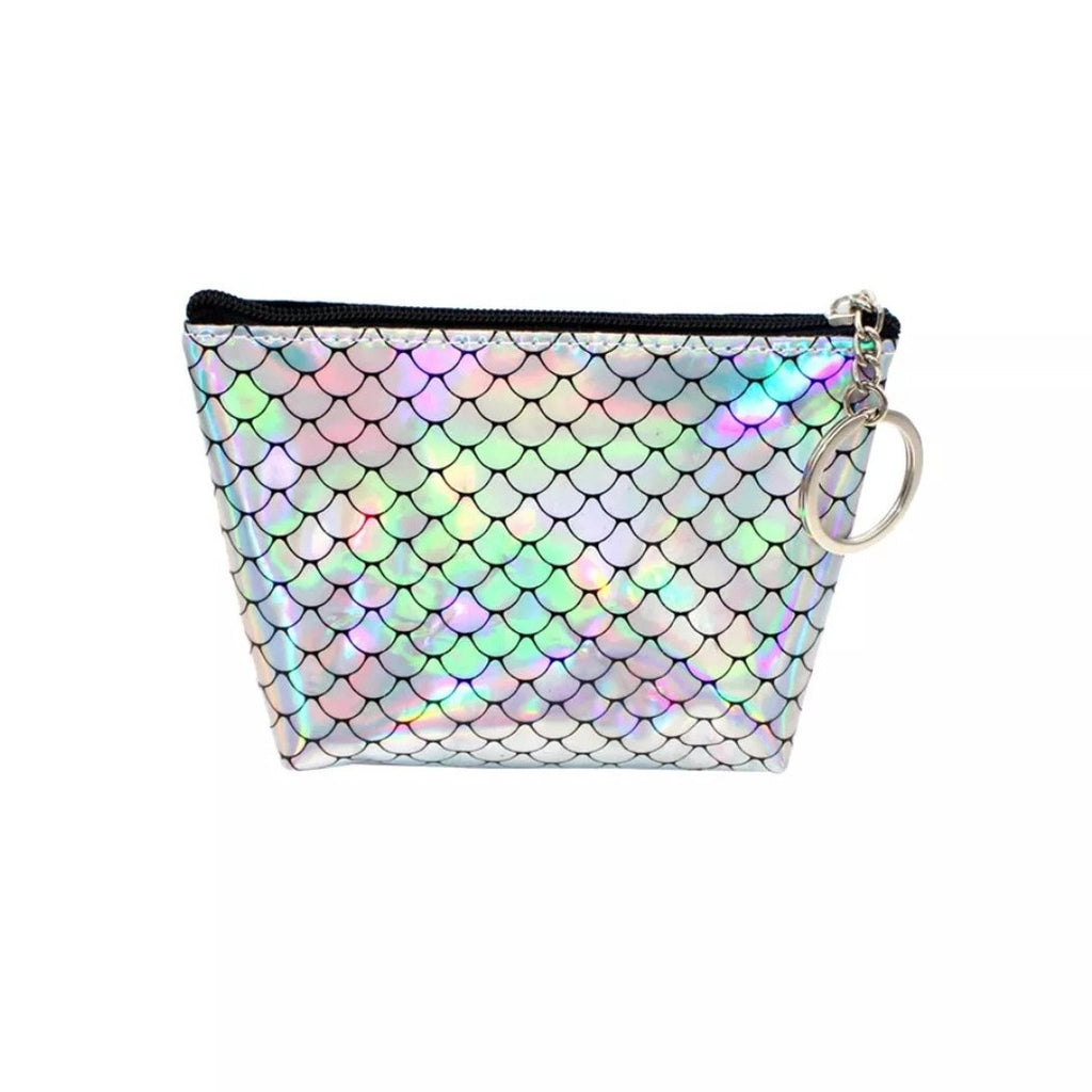 Iridescent Mermaid Coin Purse with Zipper and Key Ring