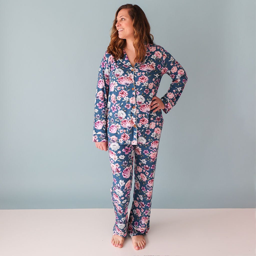 Posh Peanut Bamboo Women's L/S Lux RELAXED, COLLARED Pajama Set