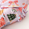 Posh Peanut Bamboo RUFFLED Zippered Footie -  Holly Holiday Ornaments