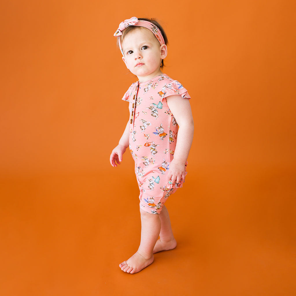 Posh Peanut Sandy Ruffled Strap Bubble Romper