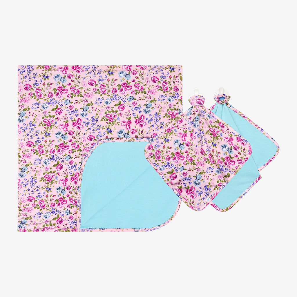 Posh Peanut Bamboo Patoo 35"x35" Blanket & Lovey Set, Pixie Micro Floral