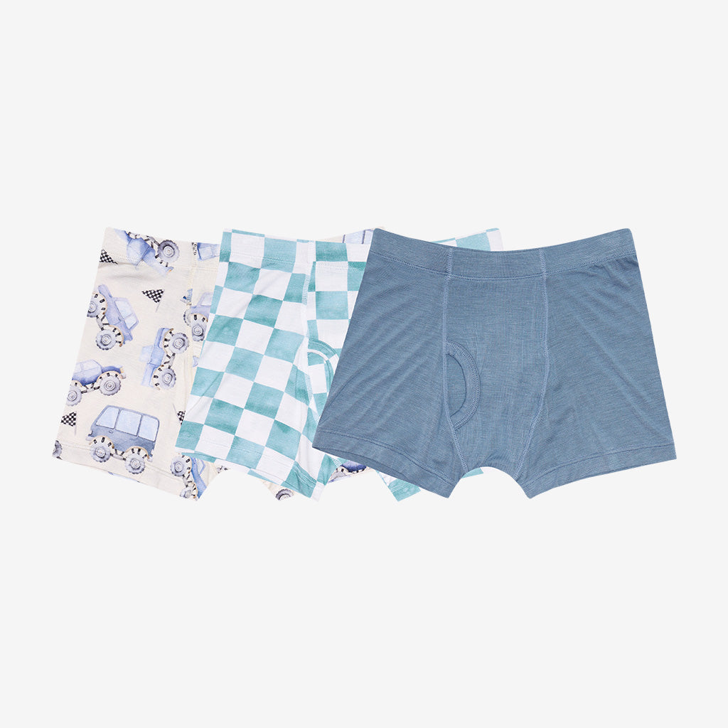 Posh Bamboo Boys Boxer Briefs, 3PC Set, Franklin Trucks & Checkers