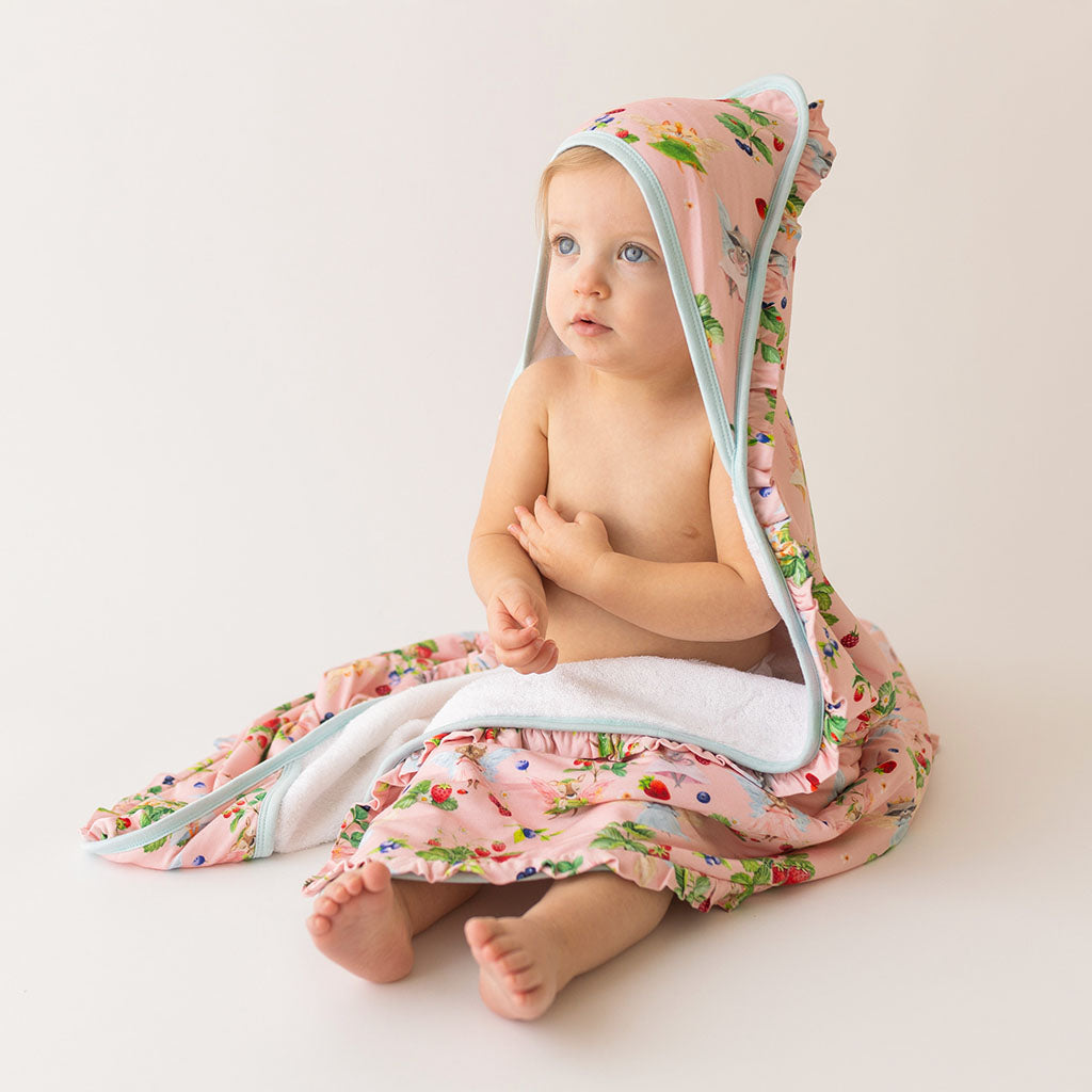 Posh Peanut Bamboo & Terry Ruffled Hooded Towel - Annabelle Berry Fairies