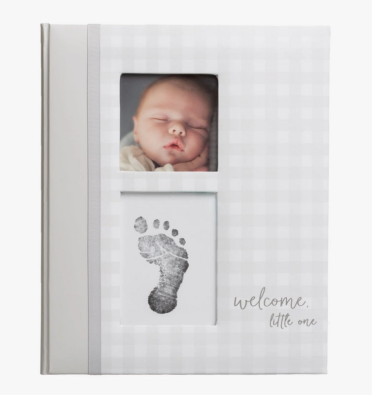 Baby Book -1st Year Baby Journal & Memory Book Keepsake - Grey Gingham