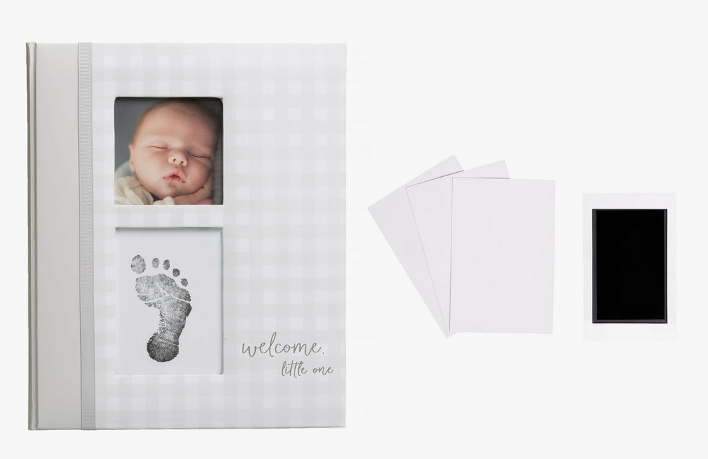 Baby Book -1st Year Baby Journal & Memory Book Keepsake - Grey Gingham