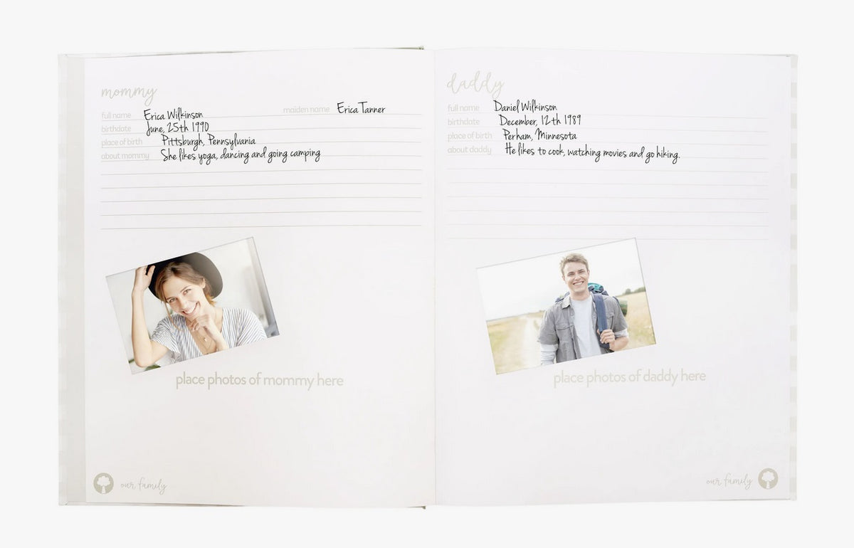 Baby Book -1st Year Baby Journal & Memory Book Keepsake - Grey Gingham