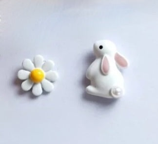 Pierced Earrings, Daisy & Bunny Enamel