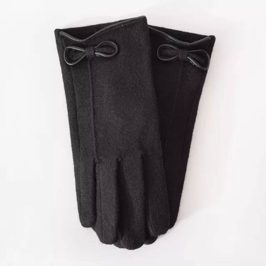 Cashmere Blend & Plush Lined Gloves - Black