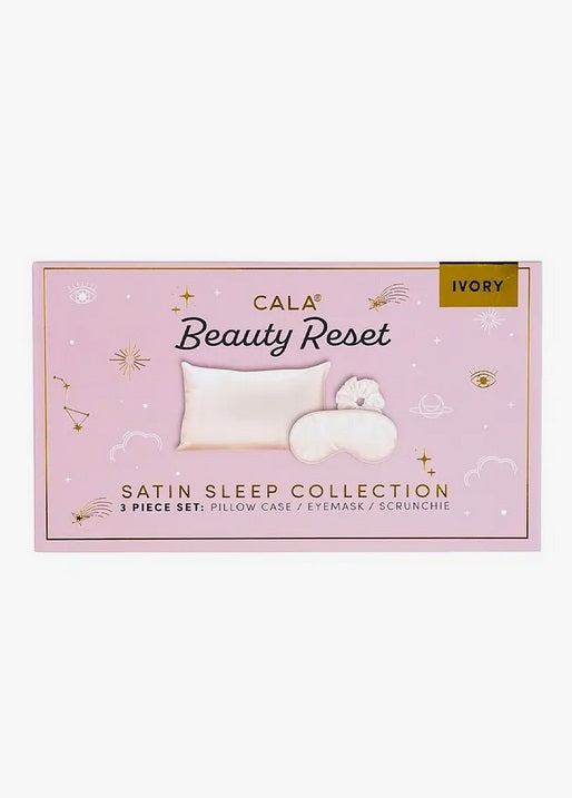 Cala Spa Lux Beauty Reset Sleep Collection 3PC Gift Set, Matte Gold Ivory