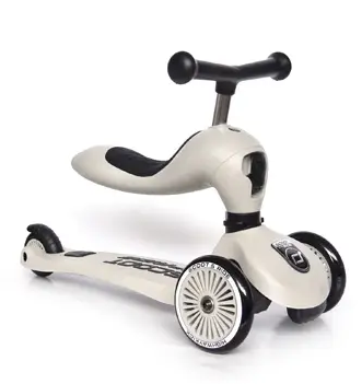 Scoot and Ride Highway Kick, Convertible Kickboard Scooter & Ride Along, Ash Cement White