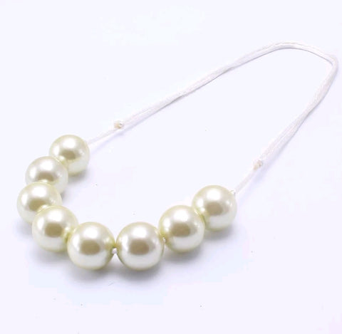 Gumball Bauble Necklace, Adjustable Length, Ivory Pearl