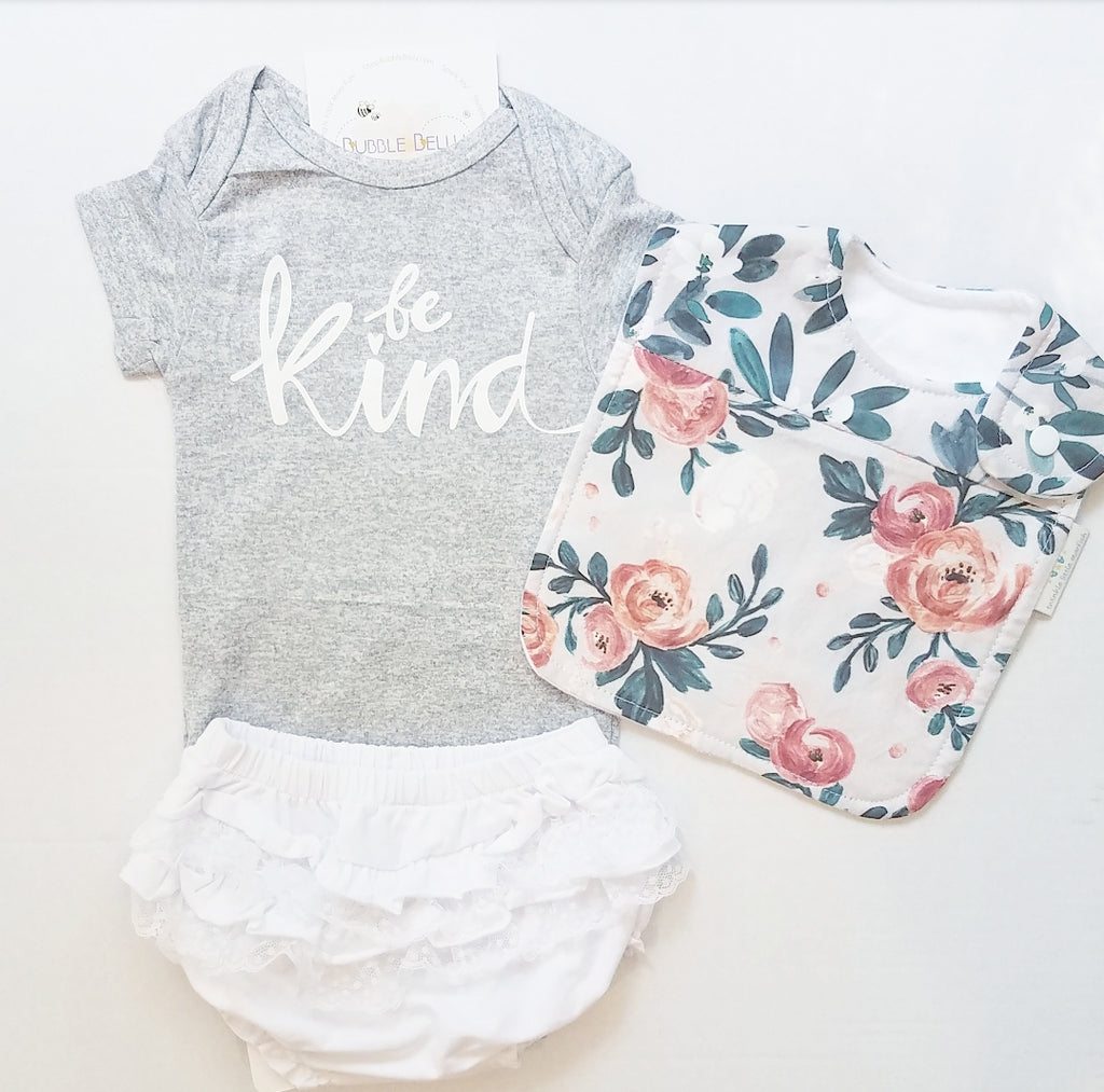 Be Kind, Onepiece Snap Bodysuit, Grey
