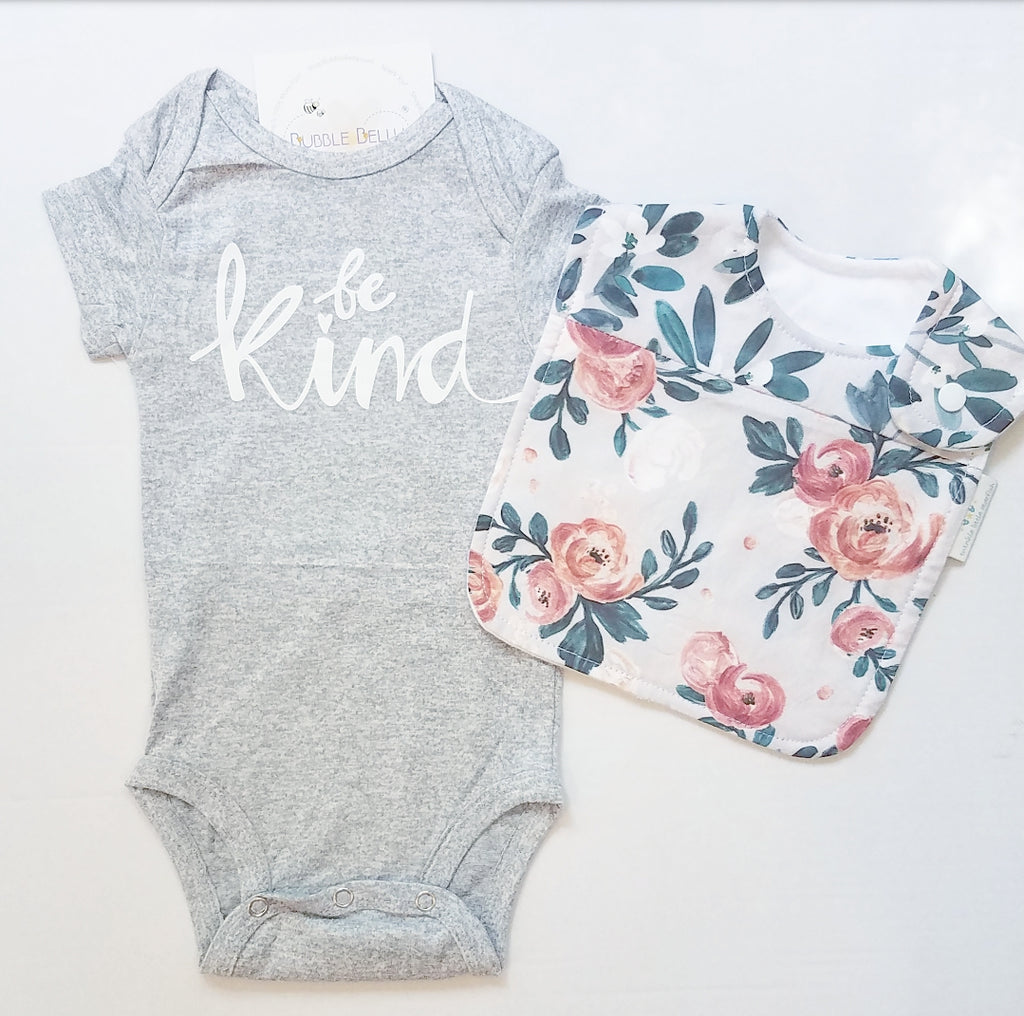 Be Kind, Onepiece Snap Bodysuit, Grey